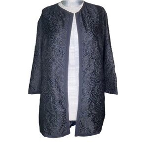 Les Copains Navy Blue & Black Brocade Jacket